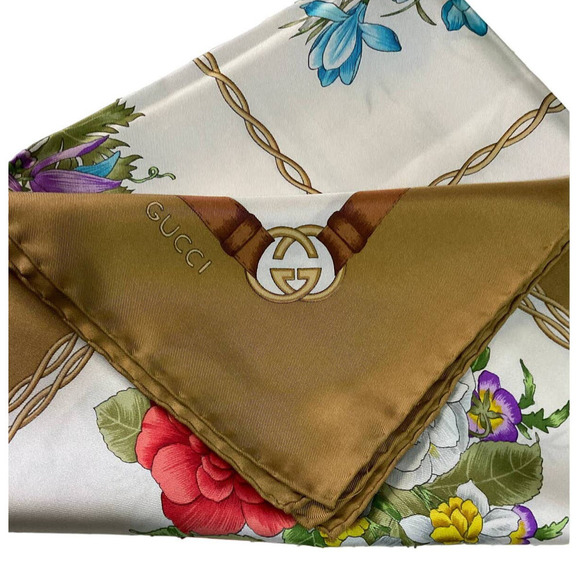 Gucci 100% Silk Floral Print Scarf - Picture 14 of 16